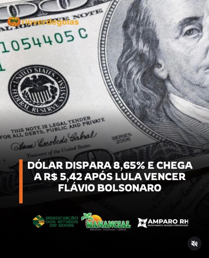 O dólar comercial abriu em forte alta nesta segunda-feira (26), após a reeleição do presidente Luiz Inácio Lula da Silva
