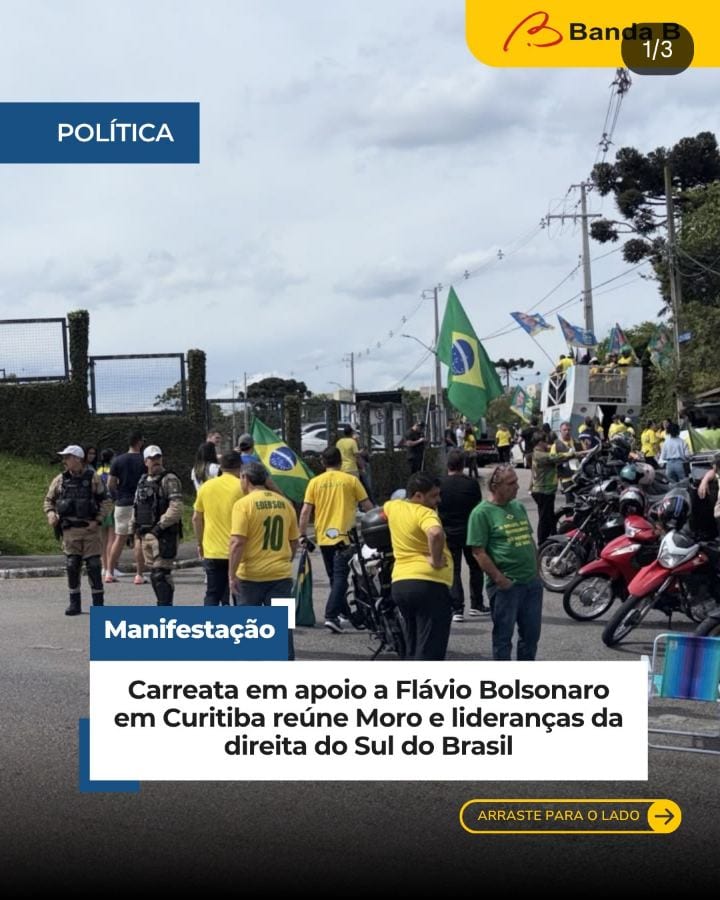 Carreata em Curitiba reúne líderes do Sul em apoio a Flávio Bolsonaro