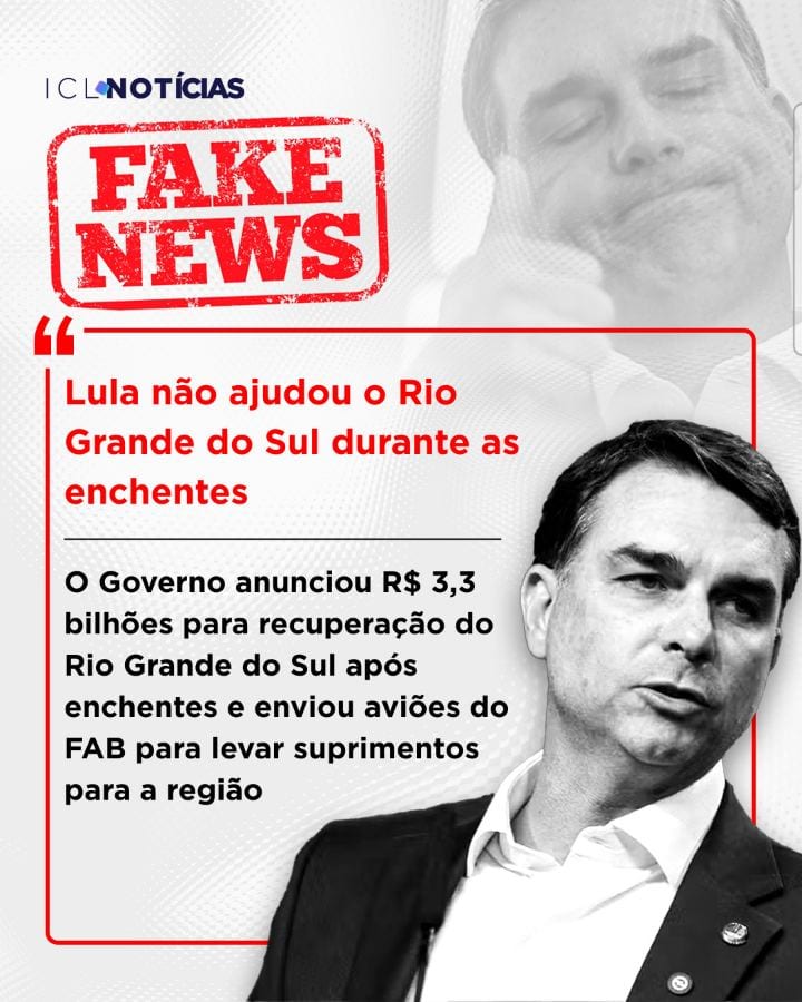 No debate da TV Globo, Flávio Bolsonaro mentiu ao dizer que o governo federal não ajudou o Rio Grande do Sul depois da t