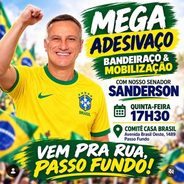Senador Sanderson faz mobilização em Passo Fundo nesta quinta