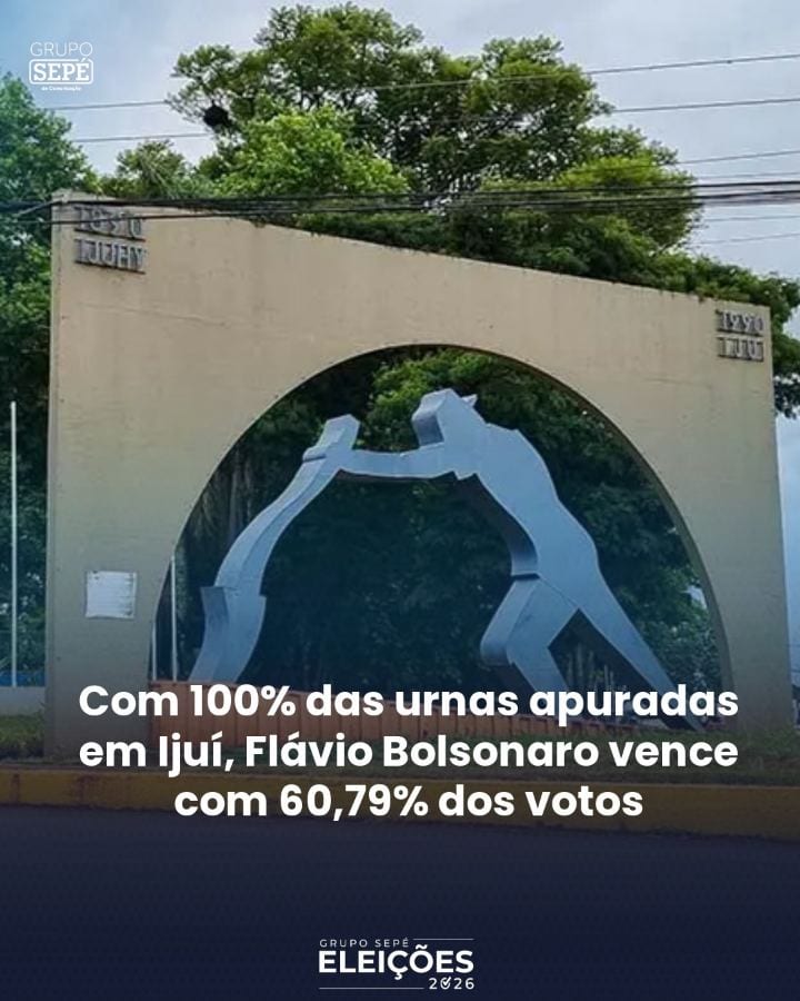 #Eleições2026 | Flávio Bolsonaro (PL) foi o candidato à Presidência da República mais votado em Ijuí, no Rio Grande do S