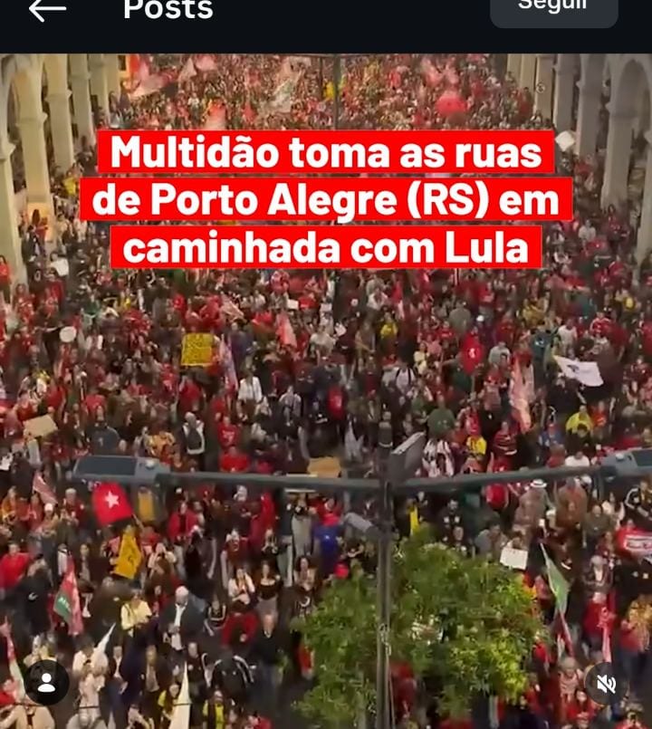 Porto Alegre: mais de 100 mil na caminhada com Lula em 19