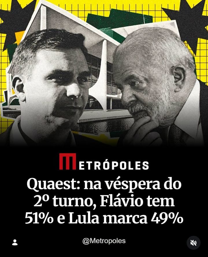 Pesquisa Quaest divulgada neste sábado (24/10), um dia antes do segundo turno das eleições presidenciais, mostra o senad