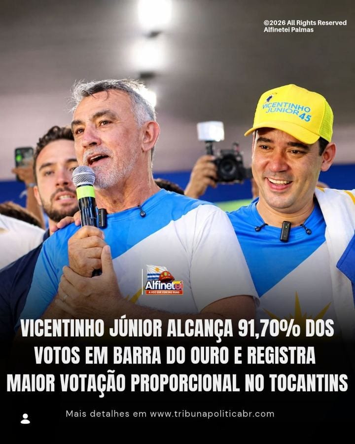 O município de Barra do Ouro, localizado na região norte do Tocantins, registrou a maior votação proporcional em favor d