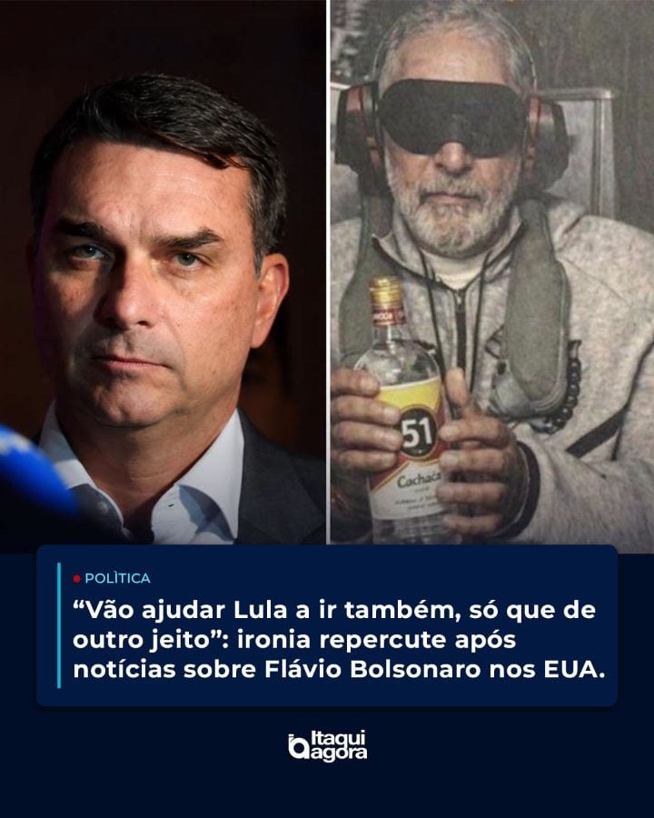 Uma frase irônica sobre Lula começou a circular após notícias de que Flávio Bolsonaro teria ido para os Estados Unidos c