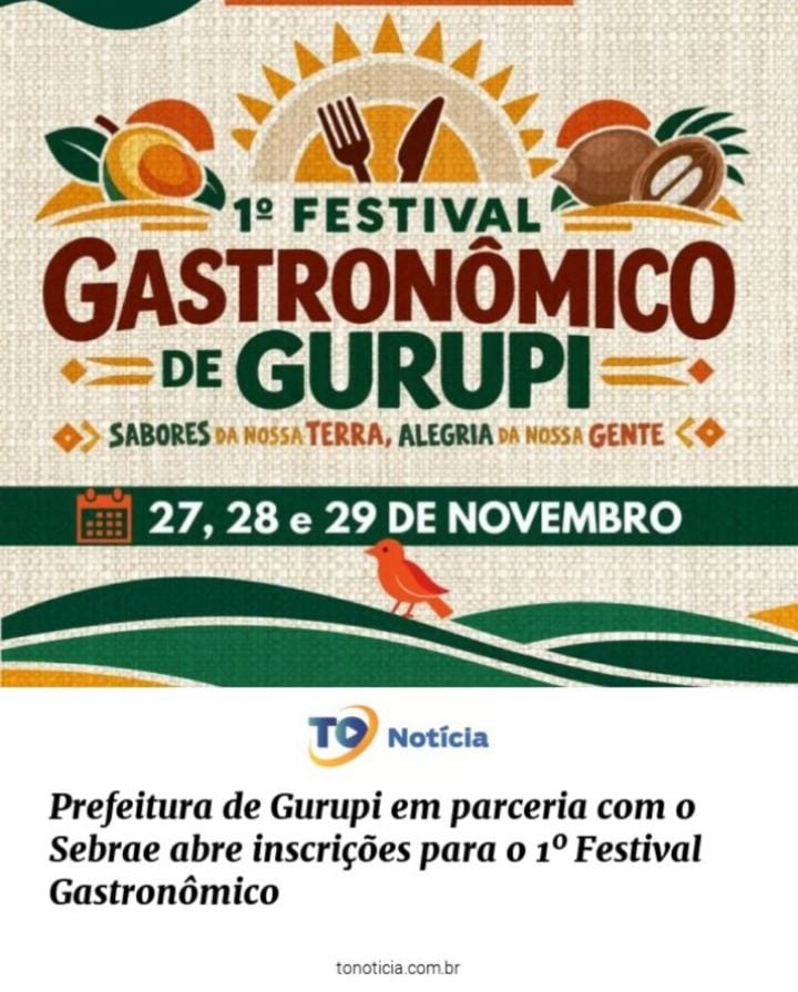 A Prefeitura de Gurupi, por meio da Secretaria Municipal de Cultura e Turismo, em parceria com o Sebrae, abriu as inscri