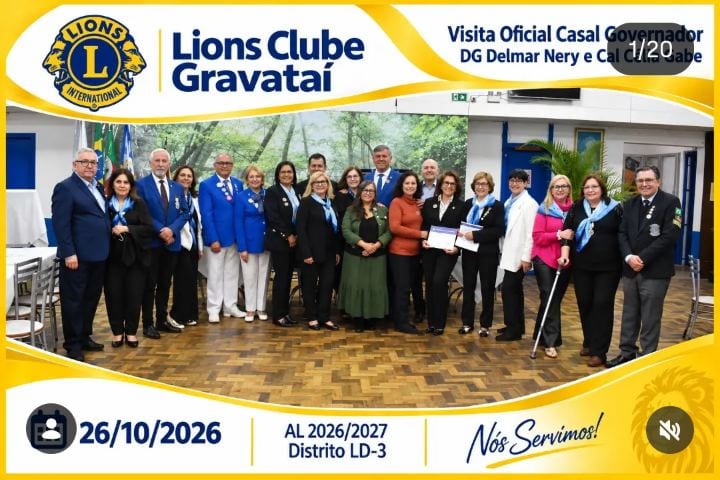 LIONS CLUBE GRAVATAÍ RECEBE VISITA OFICIAL DO CASAL GOVERNADOR DISTRITAL