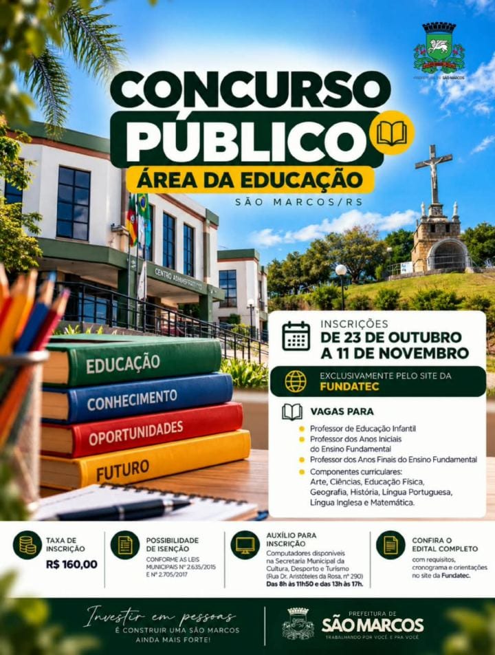 Prefeitura abre inscrições para concurso público na área da Educação