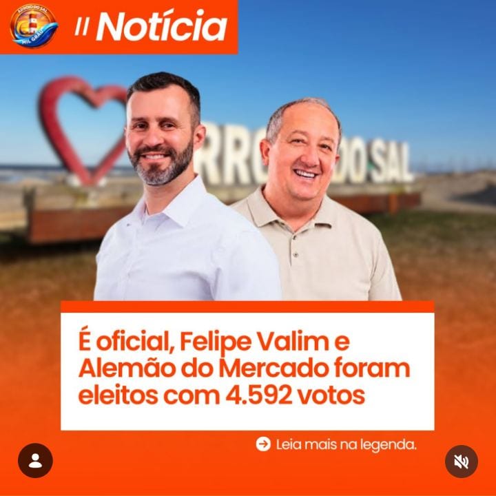 Felipe Valim foi eleito prefeito de Arroio do Sal neste domingo (25), na eleição suplementar realizada no município.