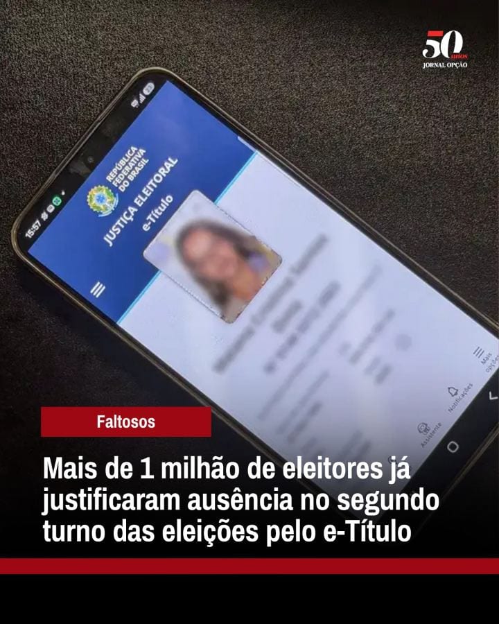 Mais de 1 milhão de brasileiros já haviam justificado a ausência no segundo turno das eleições presidenciais de 2026 até