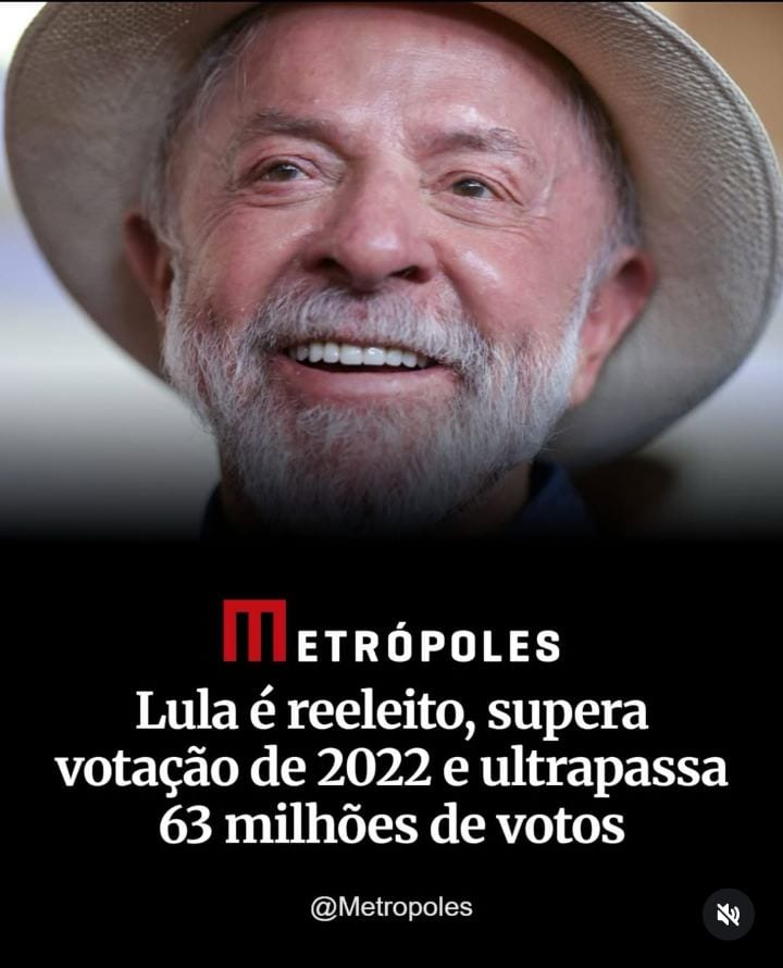 O presidente Luiz Inácio Lula da Silva (PT) foi reeleito neste domingo (25/10) com uma votação superior à que recebeu no