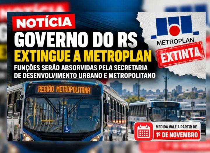 Governo do RS extingue a Metroplan após mais de 50 anos; funções serão assumidas por secretaria estadual