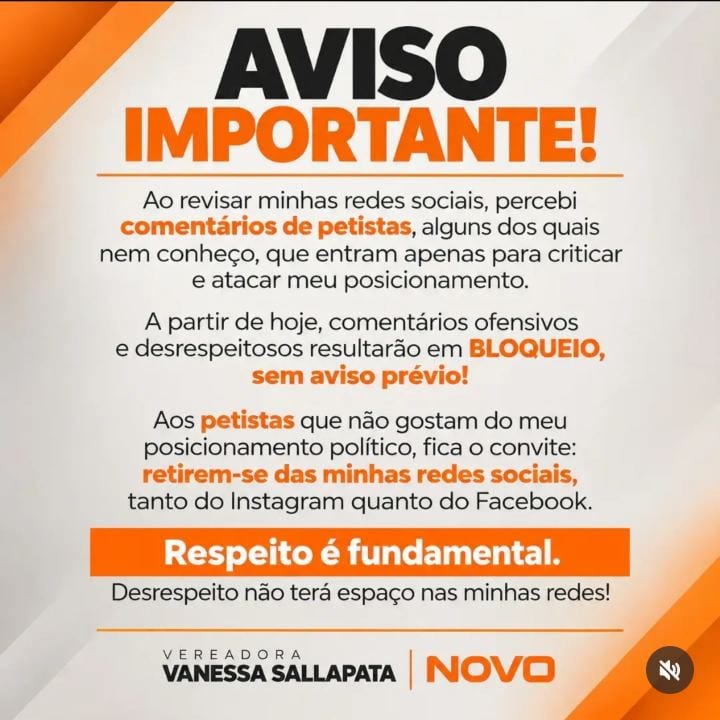 Meu posicionamento político é claro e não vai mudar!