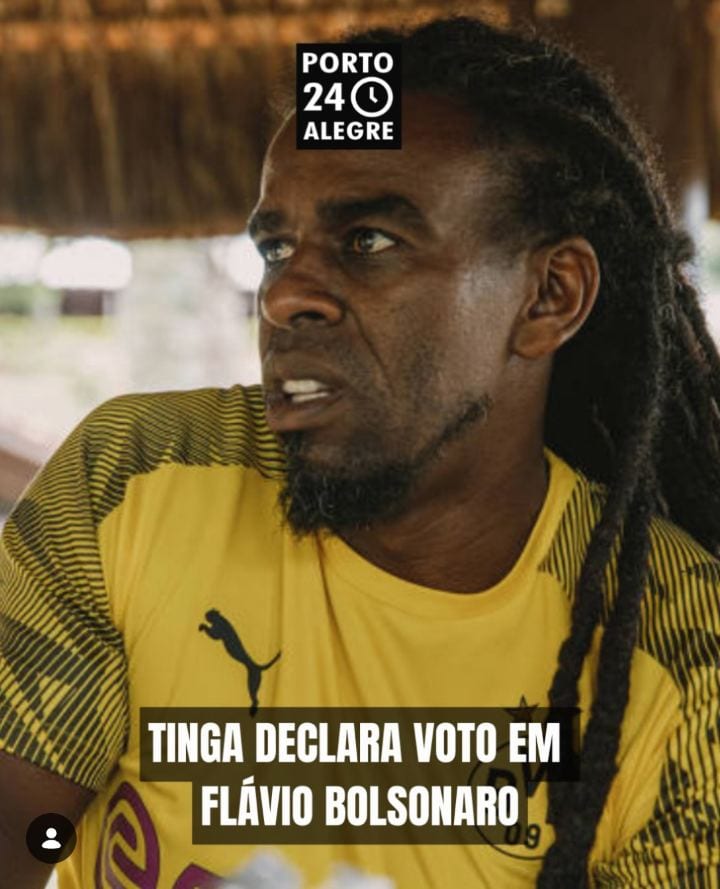 Ex-jogador Tinga declara voto em Flávio Bolsonaro