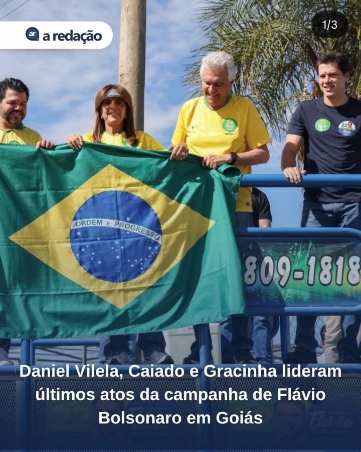 O governador Daniel Vilela (MDB), o ex-governador Ronaldo Caiado (PSD) e a senadora eleita Gracinha Caiado (União Brasil