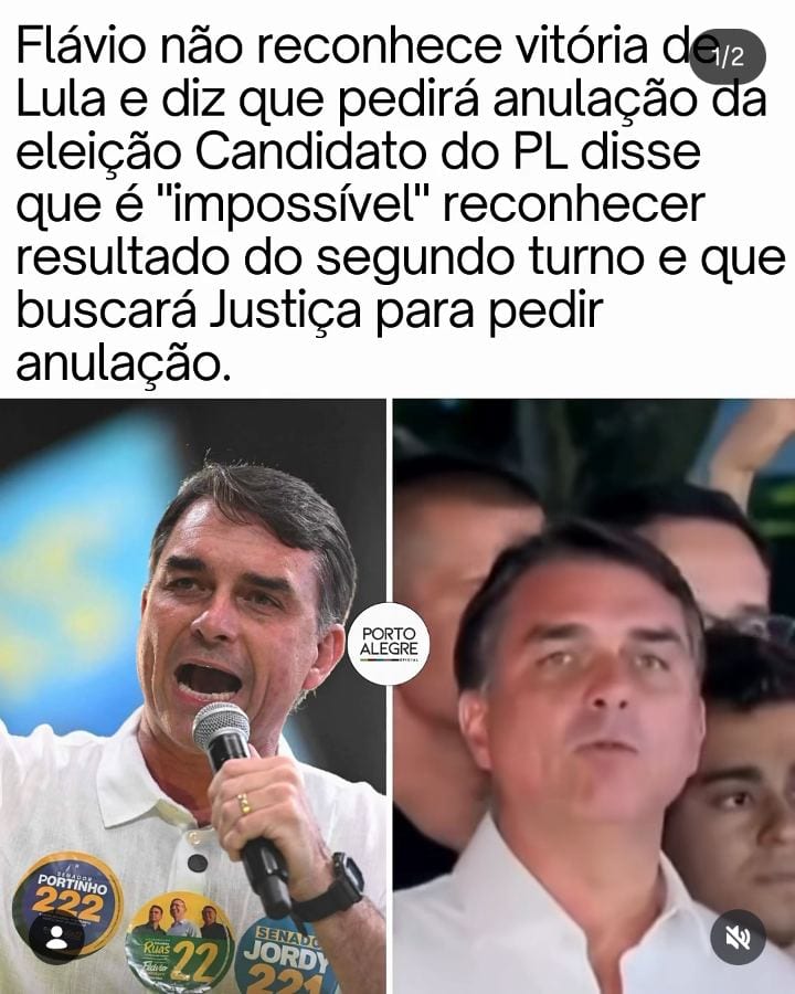 Flávio Bolsonaro contesta resultado das eleições e anuncia pedido de anulação