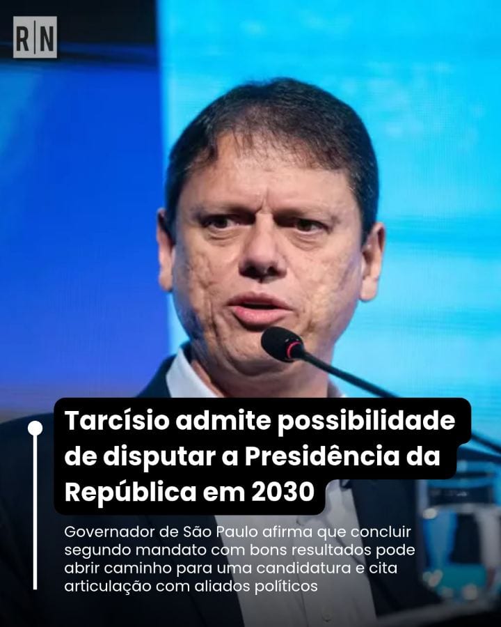 O governador de São Paulo, Tarcísio de Freitas (Republicanos), admitiu a possibilidade de disputar a Presidência da Repú