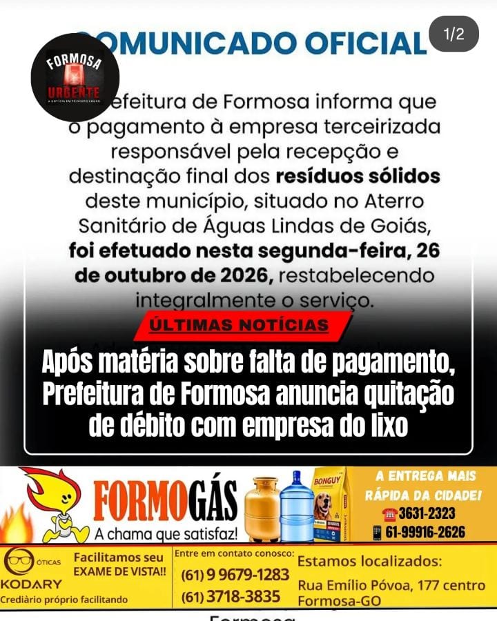 Após reportagem sobre falta de pagamento, Prefeitura de Formosa divulga comunicado
