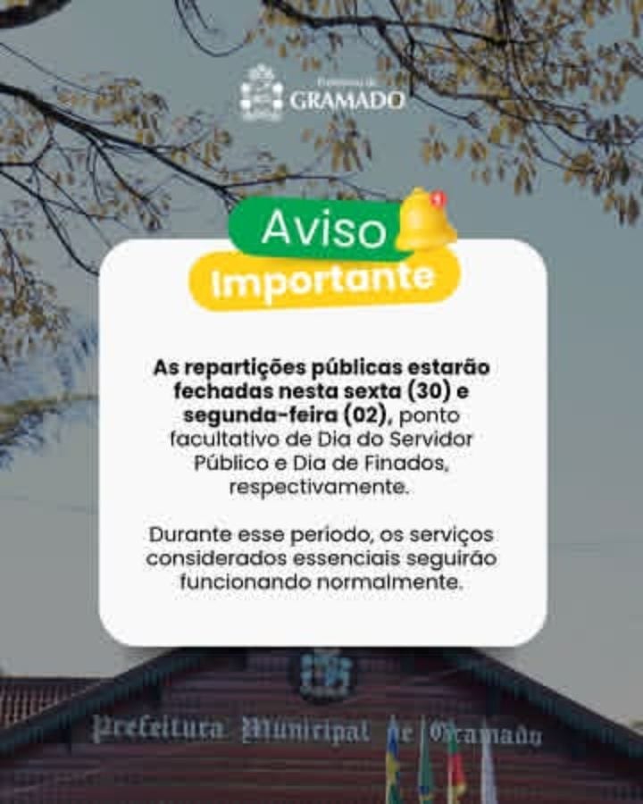 Plantões da Prefeitura de Gramado