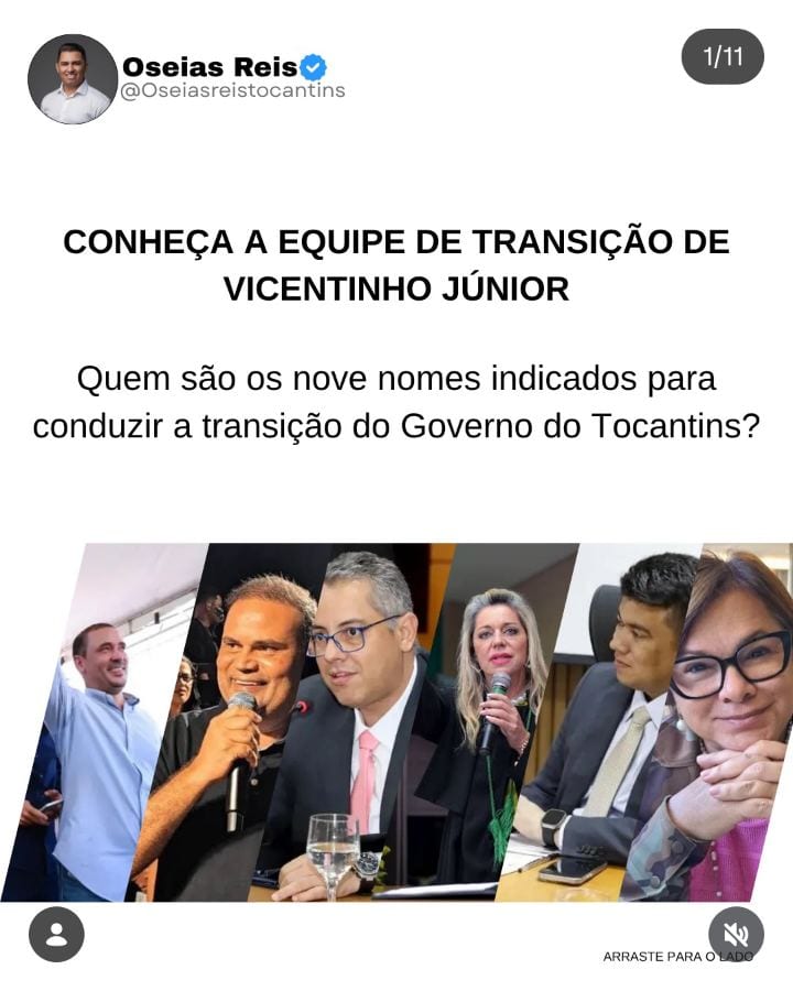 Quem são os nomes escolhidos por Vicentinho Júnior para conduzir a transição do Governo do Tocantins?