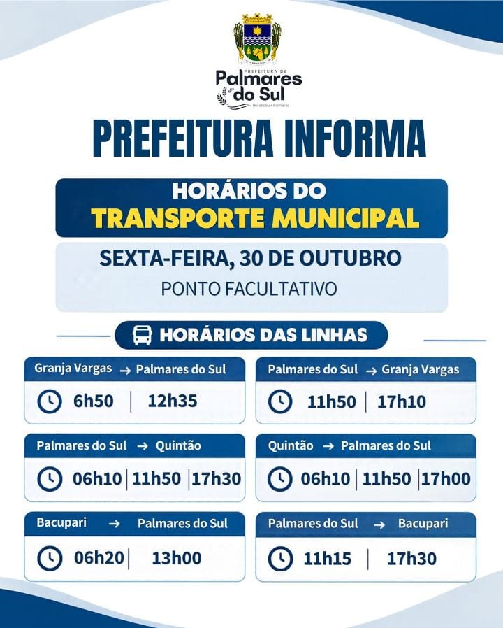 Ponto Facultativo: confira os horários dos ônibus municipais nesta sexta-feira