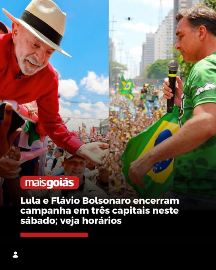 O presidente Luiz Inácio Lula da Silva (PT) e o senador Flávio Bolsonaro (PL) encerram neste sábado (24) suas campanhas