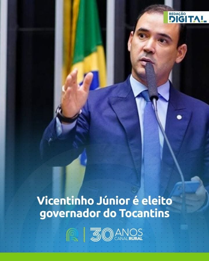 Vicentinho Júnior está matematicamente eleito governador do Tocantins, segundo apuração do TSE.