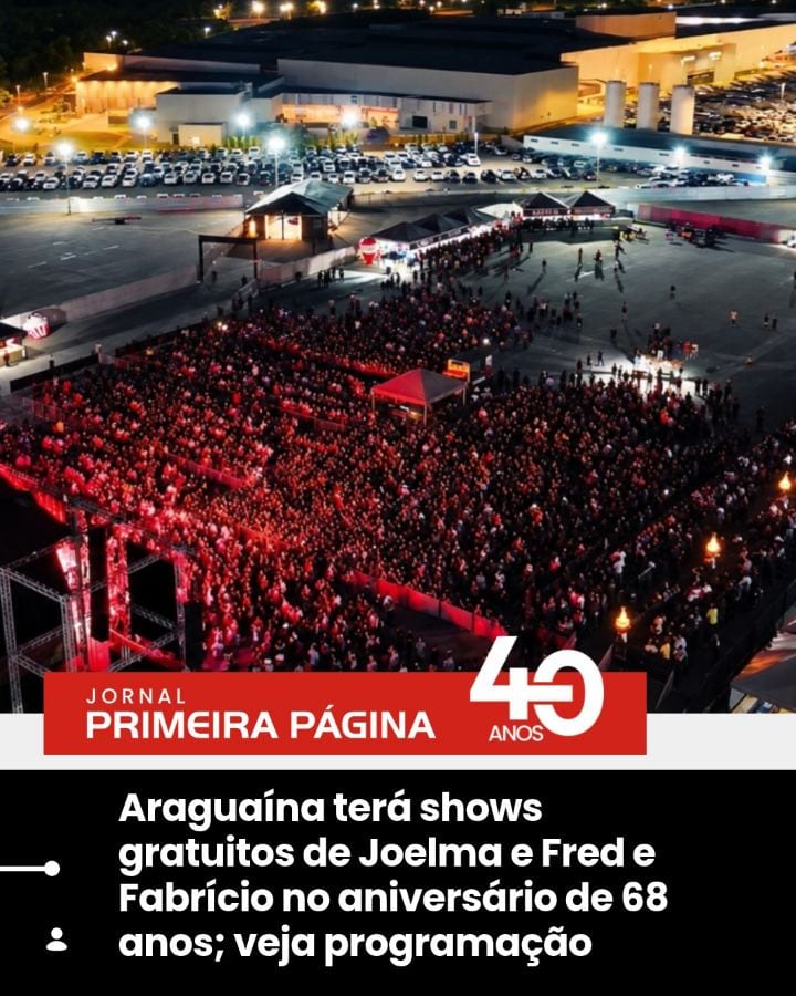 Araguaína vai comemorar seus 68 anos com três dias de shows gratuitos, entre 12 e 14 de novembro, na Arena do Lago.