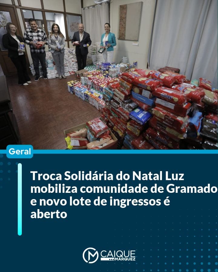 Os alimentos arrecadados no primeiro lote da Troca Solidária para os espetáculos do 41º Natal Luz foram entregues de for
