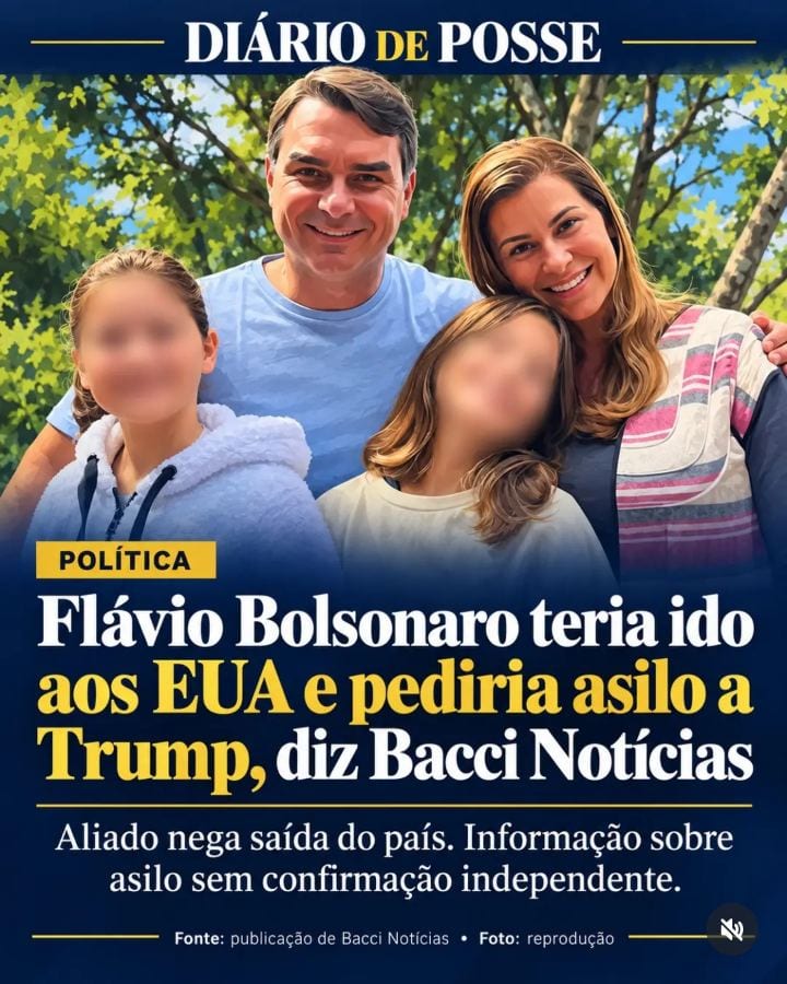 Flávio Bolsonaro teria ido aos EUA com a família e pediria asilo a Trump, diz Bacci Notícias